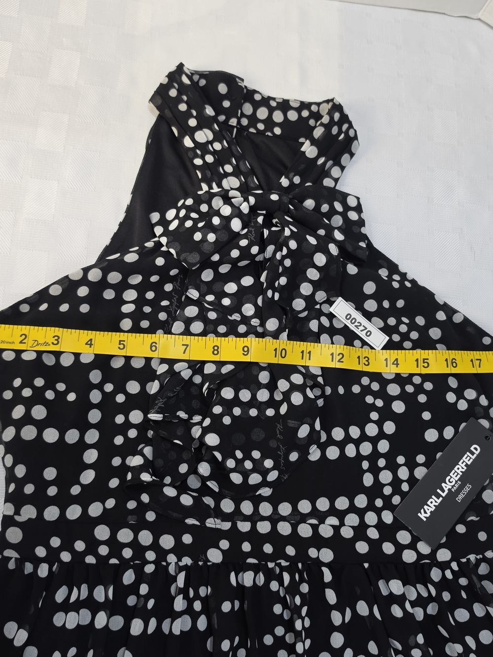 Karl Lagerfeld Black and White Polka Dot Halter Midi Dress - Picture 8 of 13